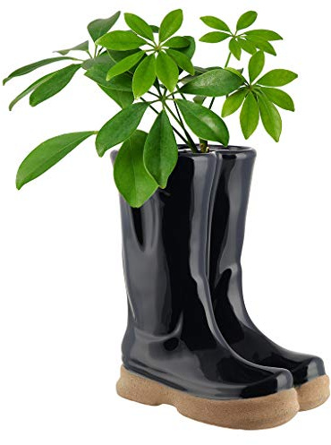 Dibor Herb Planter Wellington Boot Large Blue Flower Pot Gardening Gift | Drainage Hole, Removable Stopper, Wellington Boot, Welly Boot, Planter, Flower Pot, Gardening Gift