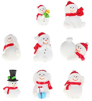 EXCEART 8Pcs Resina di Natale Mini Pupazzo di Neve Natale Desktop in Miniatura Paesaggio Ornamento per Festa Festa Bomboniera Cake Toppers Decorazione Casa delle Bambole Fai da Te