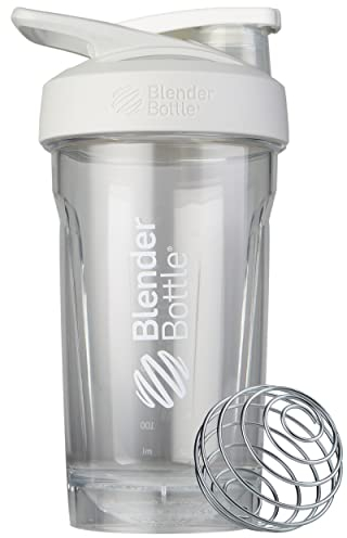 Blender Bottle Strada Shaker Cup perfecta para batidos de proteínas y pre-entrenamiento, 24 onzas, color blanco