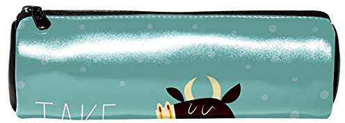 Funny Take The Bull by The Horns Stifteetui aus Leder, Geldbörse, Kosmetiktasche, Make-up-Tasche für Studenten, Schreibwaren, Schule, Arbeit, Büro
