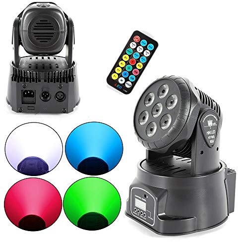 Moving Head Bühnenlicht 105W 7 LED Lichteffekte DMX512 Mini Moving Head Disco Licht 4IN1 RGBW 5 Steuerungsmodus Stage Lighting 9/14 Kanal Partylicht für Party Disco Ballsaal Stab Stadium Club