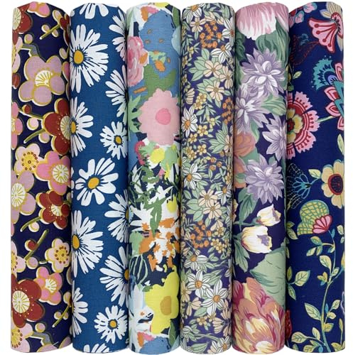 UOOOM 6 stycken 50 x 50 cm bomullstyger för lapptäcke, DIY-handarbete, sömnad, quiltning och olika mönster (färg 9013#).