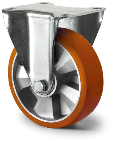 Abrollwerk Schwerlast Bockrolle, Aluminiumfelge, Polyurethan, Durchmesser 160 mm, Schwerlast, Doppelkugellager, dynamische Traglast 600 kg (Bockrolle)