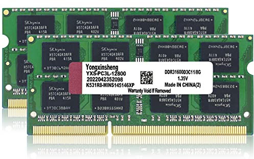 DDR3 / DDR3L 16GB Kit (8GBx2) Laptop RAM 1600MHz PC3-12800 / PC3L-12800 SODIMM Non-ECC Unbuffered 1.35V / 1.5V 2Rx8 Dual Rank 204 Pin CL11 PC Computer Memory Upgrade Module Arbeitsspeicher Kit (Grün)