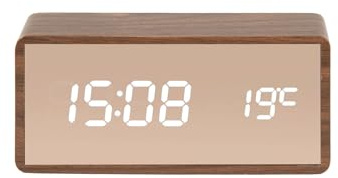 Karlsson Wecker Mirror - Braun - 15x15x7cm - Rechteck - Thermoplast - Wecker für Schlafzimmer Weihnachtsdekoration - Geschenk für sie