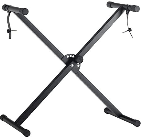 FunKey Mini-X-Keyboardständer - X-Keyboardständer mit kürzeren Verbindungsrohren - Perfekt geeignet für Einsteigerkeyboards & Synthesizer - Mit integrierten rutschfesten Gummimanschetten