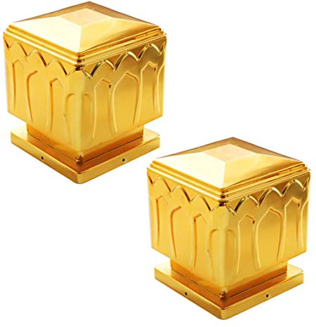 MFFIRE 2 X Capuchons pour Poteaux, Chapeau De Lotus Poteau en Forme Carré en Aluminium Antirouille pour Décoration Clôture Durable Heavy Duty Deck Capuchons pour Poteaux,150x150m