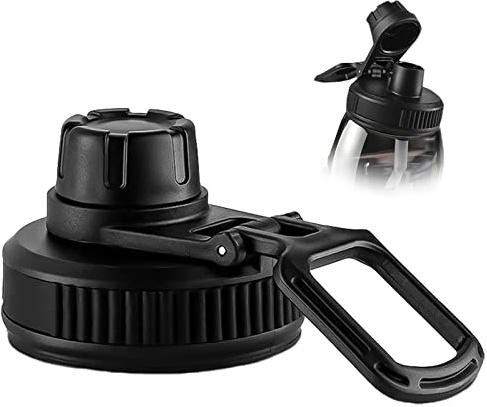 WUERKIYA Tapa de Pajita de Pico Ancho Tapa Deportiva Tapa para Beber Compatible con la mayoría de Las Botellas de Boca Ancha Fácil de Transportar - Negro