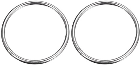 sourcing map 2 Stück O Ringe Edelstahl 304 Metallringe, 100 mm Außendurchm. 6 mm Dicke Geschweißter O-Ring für Befestigung Schrauben Haken Campinggürtel Hundeleinen Taschen Paracord Zubehör