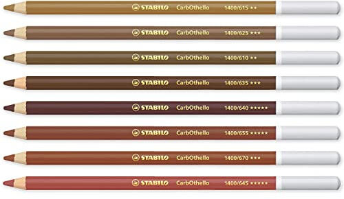 STABILO Chalk-Pastel Pencil CarbOthello - Pack of 8 - Brown Tones