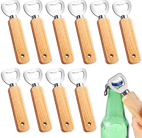 15 Stück Flaschenöffner Holz, Bieröffner Bottle Opener Kapselheber Personalisiert Gravierbar Geburtstag Geschenk für Männer