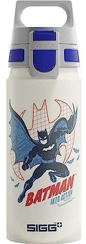Sigg - Aluminium drinking bottle for children - WMB ONE Batman Into Action White - Suitable for carbonated drinks - Leak-proof - Feather light - BPA-free - Climate neutral certified - White - 0.6 L
