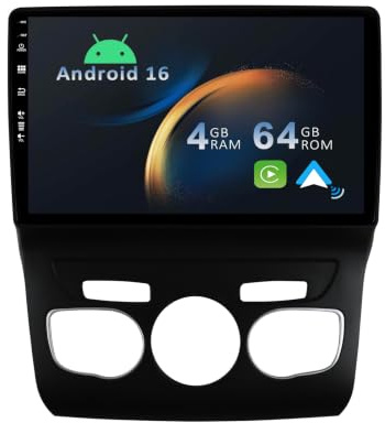 YUNTX Android 14 2 Din Radio con navigazione per Citroen C4 C4L DS4 (2013-2017): [Integrato CarPlay/Android Auto/DSP/GPS]-IPS 2.5D 10.1 pollice Touch screen-DAB/Bluetooth 5.0/Controllo del volante/USB
