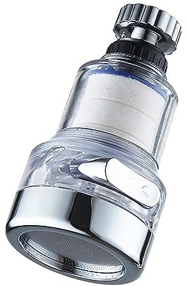 Rubinetto del filtro dell'acqua Filtro del rubinetto girevole a 360 ° con 6 pezzi di elemento filtrante in cotone PP attacco anticalcare per rubinetto per estensione del rubinetto in cucina -1