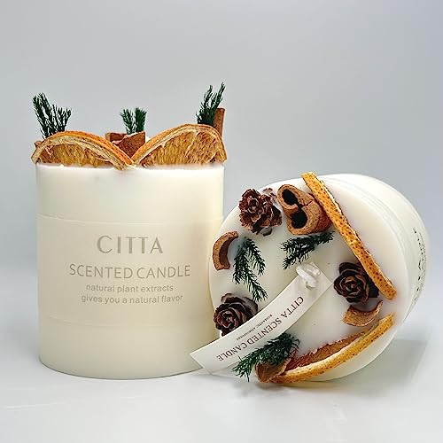 Soy Wax Scented Candles 300g: Long Burning Up to 55h - Orange Cinnamon Candle Gifts for Women