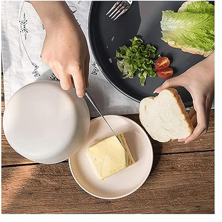 Beurrier Beurrier Plat Beurrier Boîte Conteneur Fromage Serveur Cachetage Stockage Gardien Plateau avec Couvercle, Mat Glacé Beurre Boîte Décoration de cuisine (Color : White)