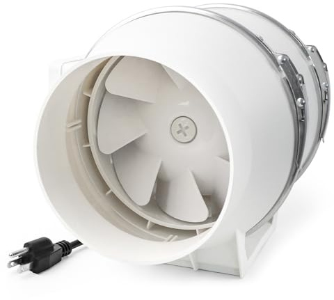 Voltset 390 CFM Airflow, 6 Inch Inline Duct Fan with UK Plug | Quiet 40dB Operation | 75W Motor, 2250 RPM | Fits 150mm Ducting | Bathrooms, Kitchens, Grow Tents & Hydroponics