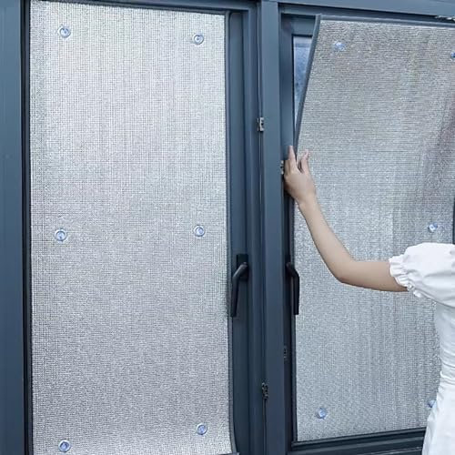 kufu01 Reflektierende Fensterfolie,UV-Schutz Sonnenschutzfolie Fenster Außen oder Innen,Anti-UV Folie Isolierfolie Thermofolie für Wohnzimmer, Büro, Badezimmer,Wiederverwendbar (135x180cm/53 x71)