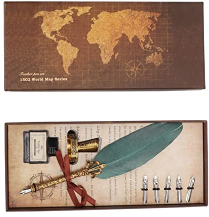 ANKROYU Federstift-Set, Feder-Füllfederhalter-Set, Dip-Kalligraphie-Stift-Set, Federstift und Tintenset, Schreibwaren-Box für Lehrer, Klassenkameraden, Geschenk (SP172043 Perlglanz-Dunkelgrün)