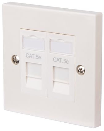 Labgear Double prise murale RJ45 CAT5e - Blanc avec inserts de couleur assortie - 86 x 86 mm