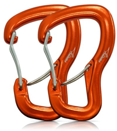 Travel Bird Heavy Duty Carabiner Clip Hook 8KN (1763 lbs), 2 PCS Ultra-Light Aluminum Caribeaners with Double Door D Ring Shape, for Hammock, Camping, Hiking, Backpacking, Dog Leash, Keychain Clip