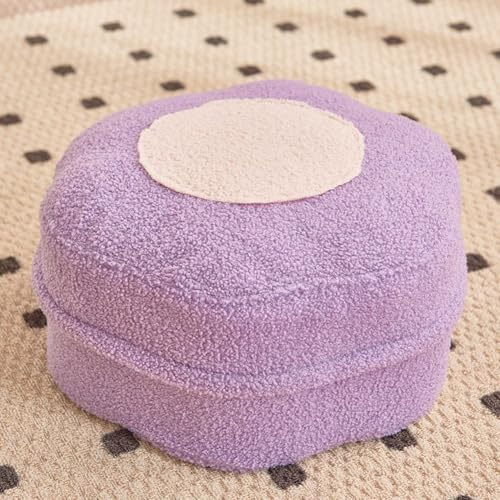 SHIJHUI Waschbarer Teddy-Samt-Fußhocker, Pouf, Ottomane, flauschige Blumenform, Sofa, Fußstütze, Bodenkissen, Wechselschuhhocker, Gästesitz für Wohnzimmer, Lila, 41 x 41 x 20 cm