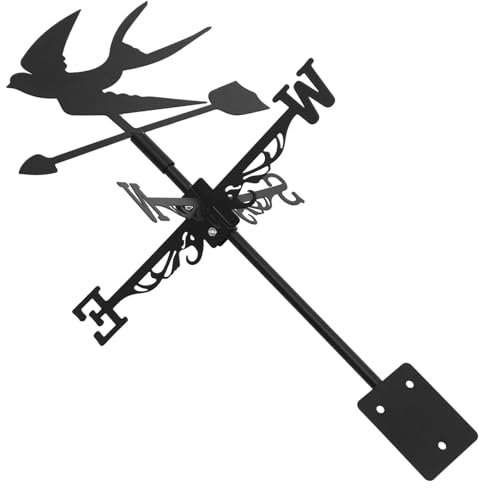 Toddmomy Girouette en Fer D'hirondelle pour Jardin et Toit, Girouette de Jardin Extérieur Robuste, Indicateur de Direction du Vent Précis Résistante aux Intempéries