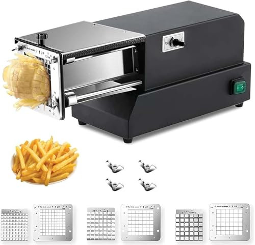 Coupe-frites électrique, Coupe-frites Professionnel Commercial Et Domestique, Coupe-pommes De Terre Avec Lames De 3 Tailles, Hachoir à Légumes électrique Pour Concombres, Carottes, Patates Do(Color:B)