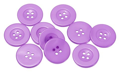 QUARKZMAN 10 Stück Knöpfe 25mm Bastelknöpfe Hellviolett Nähknöpfe Harz Rund Flach 4-Loch Kunststoffknöpfe für Nähen DIY Handwerk Scrapbooking Dekorieren Kleidung Mänteln Blusen Hemden