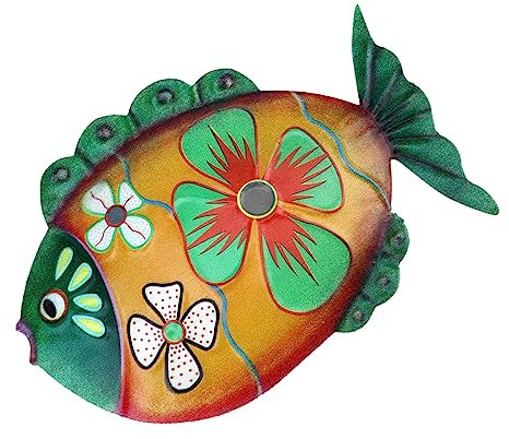 FUNOMOCYA Fisch Wanddeko aus Metall Tropische Fisch Hängedeko Farbenfrohes Wandornament für Garten und Heimdekoration 3D Fischanhänger Kunstvoll Lackiert