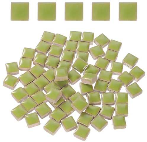 sourcing map 100g Square Mosaic Tiles, Colorful Ceramic Mosaic Tiles for Crafts Bulk Mosaic Supplies for Home Decoration Art Crafts DIY Projects, 0.4 x 0.4Inch, Emerald Green