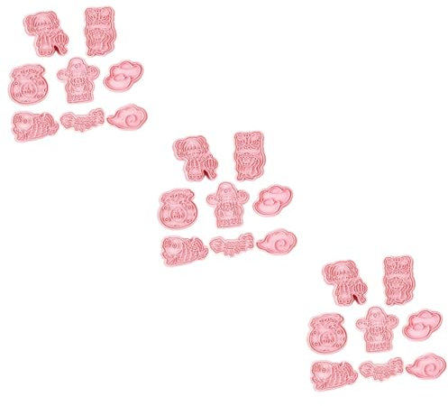 Cabilock 3 Juegos Molde De Galletas Graduado Impresionar Cortadores De Galletas Navideñas Juego De Ollas Bizcocho Sellos De Galletas Para Hornear Molde Cortador De Galletas Rosa 8 Uds * 3