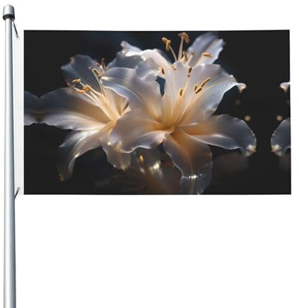 Bandera de lirio de doble filo para exteriores, 91 x 152 cm, extra grande, doble cara, impresa, festiva, decoración de jardín