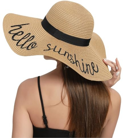 Calkkrer Chapeaux de Soleil, Chapeau de Plage en Paille, Protection UV UPF 50+, Chapeaux d'été, Chapeau de Paille Pliable, Couvre-Chefs de Protection Solaire