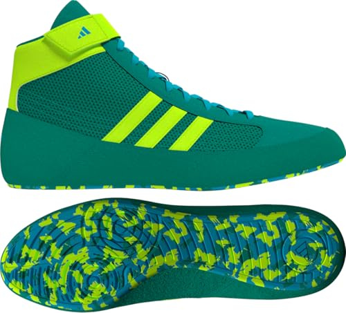 adidas Men's HVC Wrestling Shoes, Teal/Solar Green/Cyan, 11 UK