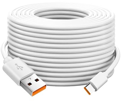 10M Extra Long USB C Cable,Durable USB A to USB C Fast Charge Cord | Power Extension Charging Lead for Security Cameras Tablets SmartPhones Controller and More (White, 10M)