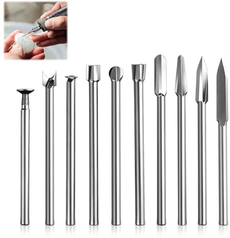 MOKIDO Holzfräser Set 10-tlg, Drill Fräser Zubehör mit 3mm Schaft & 5mm Fräskopf, Fräsbohrer für Holz, Metall, Gravur, Kompatibel mit Bohrmaschine & Oberfräse
