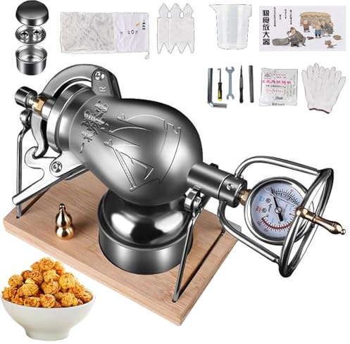 Machine à Pop-Corn Chinoise Vintage pour Faire du Pop-Corn et réchauffer des Aliments avec Un manomètre de précision et Une Base pour Les réunions de Famille (360 ML)