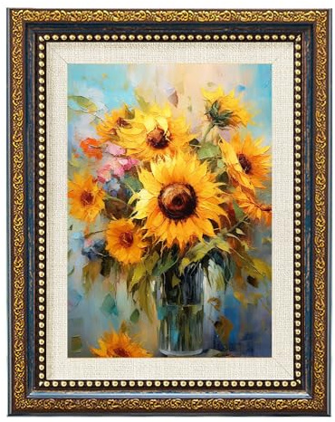 Ferizzia Cornice Vintage, Vintage Barocco, con Vetro Acrilico, Antica Cornice Portafoto Adatta per Foto, Poster, Certificati, per Formato Verticale e Orizzontale, Elegante e Decorativa