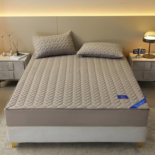 Morbuy Coprimaterasso Singolo Matrimoniale Impermeabile, Coprimaterasso Una Piazza e Mezza Antiacaro con Cerniera Morbida e Traspirante per Materassi Altezza 25cm (120x200+25cm,LD Grigio Argento)
