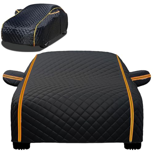 Hail Proof Car Cover Custom Fit Tesla Model X 5 Layers outdoor car covers Waterproof,Snowproof,Sun-proof,Dustproof And Scratch-proof Car Protective Cover with Reflective Strips,Black