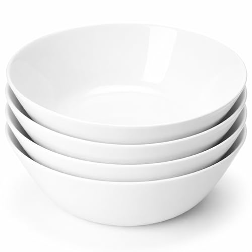 Ledoir Bowls Glass Set of 4 Cereal Dessert 15cm 550ml White Bowl Modern Quality Serving Small Tableware Soup Ramen Breakfast Wedding Parties Restaurant Pasta Fruit Nuts Rice