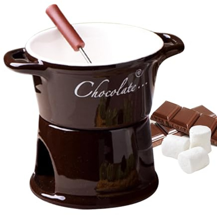 manhegari Chocolate Fondue Cup,Ceramic Pot | Chocolate Melt Fondue Mugs Set,for Valentine's Day Birthday Party Wedding Dinner Dessert Sauce Cheese Couples Family Adult Cooks