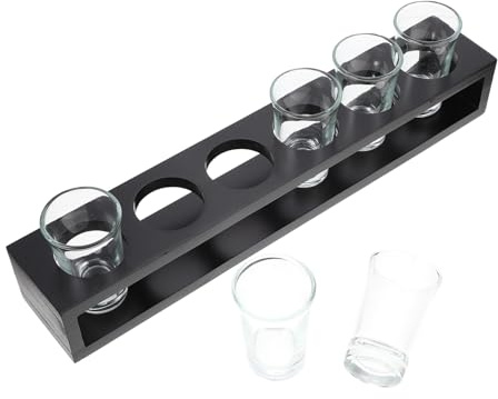 CLISPEED Bicchieri da Vino Spiritoso con Portabicchieri in Legno Nero Effetto Legno Design Stabile e Capacità Ampia per Casa e Bar