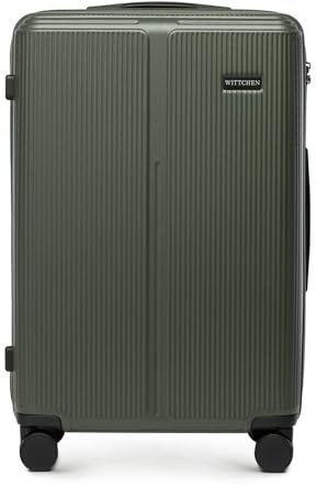 WITTCHEN Stripes Line Valise Moyenne 67,5 × 45 × 27 cm (L) | 65 l Coque Rigide ABS, 4 roulettes 360° Serrure à Code, poignée télescopique, Valise soute Air France/easyjet/Ryanair, Couleur: Kaki