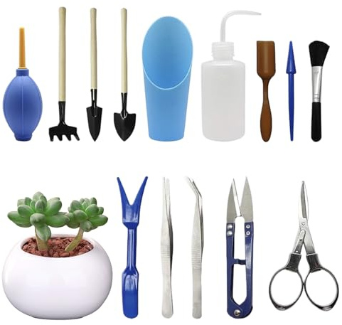Garten-Kombinationsset, Sukkulenten-Gartengeräte-Set, Gartenbepflanzungs-Pflegewerkzeug-Set, Humanisierte Design-Umpflanzungswerkzeuge für die Bonsai-Pflege, Bodenlockerung, Pflanzenbeschneidung und