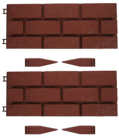 NOLITOY Recinzione da Giardino in Plastica 2 Pezzi Bordura Staccionata Effetto Pietra Resistente alle Intemperie per Aiuole Prato e Vialetti Decorativi Esterni