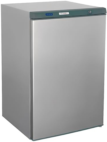 MBH - Mini réfrigérateur professionnel en inox de 142 litres avec 3 étagères sous plan pour la restauration. Armoire frigorifique compacte en acier inoxydable sous comptoir pour bar et restaurant.