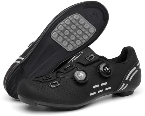 Cykelskor för män kvinnor – lätta inomhus/utomhus cykelskor med gummisula, halkfria och andningsbara mountainbike-sneakers med roterande snören, Svart, 40 EU