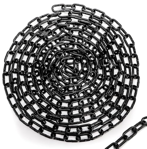 Cobenga Carbon Steel Chain Link, 9m 4mm Heavy Duty Chain Links, Black Steel Welded Link Chain for Hanging Plants, Fence Gate, Garage Doors, Swing Chain, Bicycle Security Lock